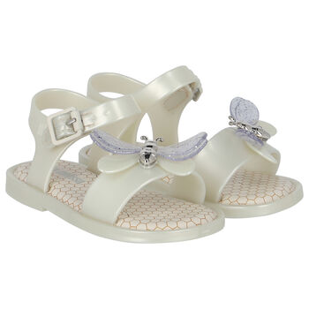 Younger Girls Ivory Bugs Jelly Sandals