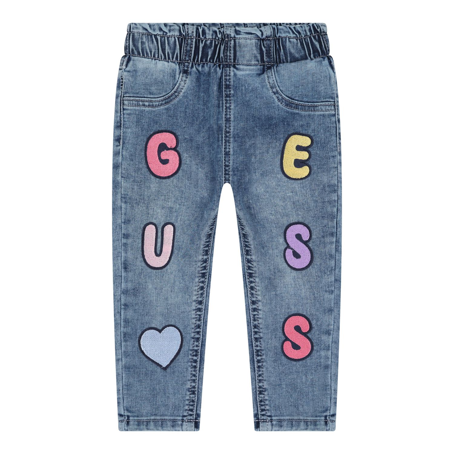 Baby Girls Blue Logo Denim Jeans, 1, hi-res image number null