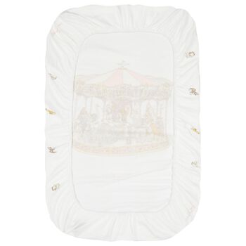 Baby Girls White & Pink Carousel Fitted Sheet
