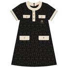 Girls Black & Ivory Logo Dress, 2, hi-res