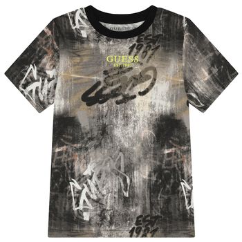 Boys Beige & Grey Logo T-Shirt