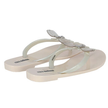 Girls Ivory & Beige Bugs Flip Flops