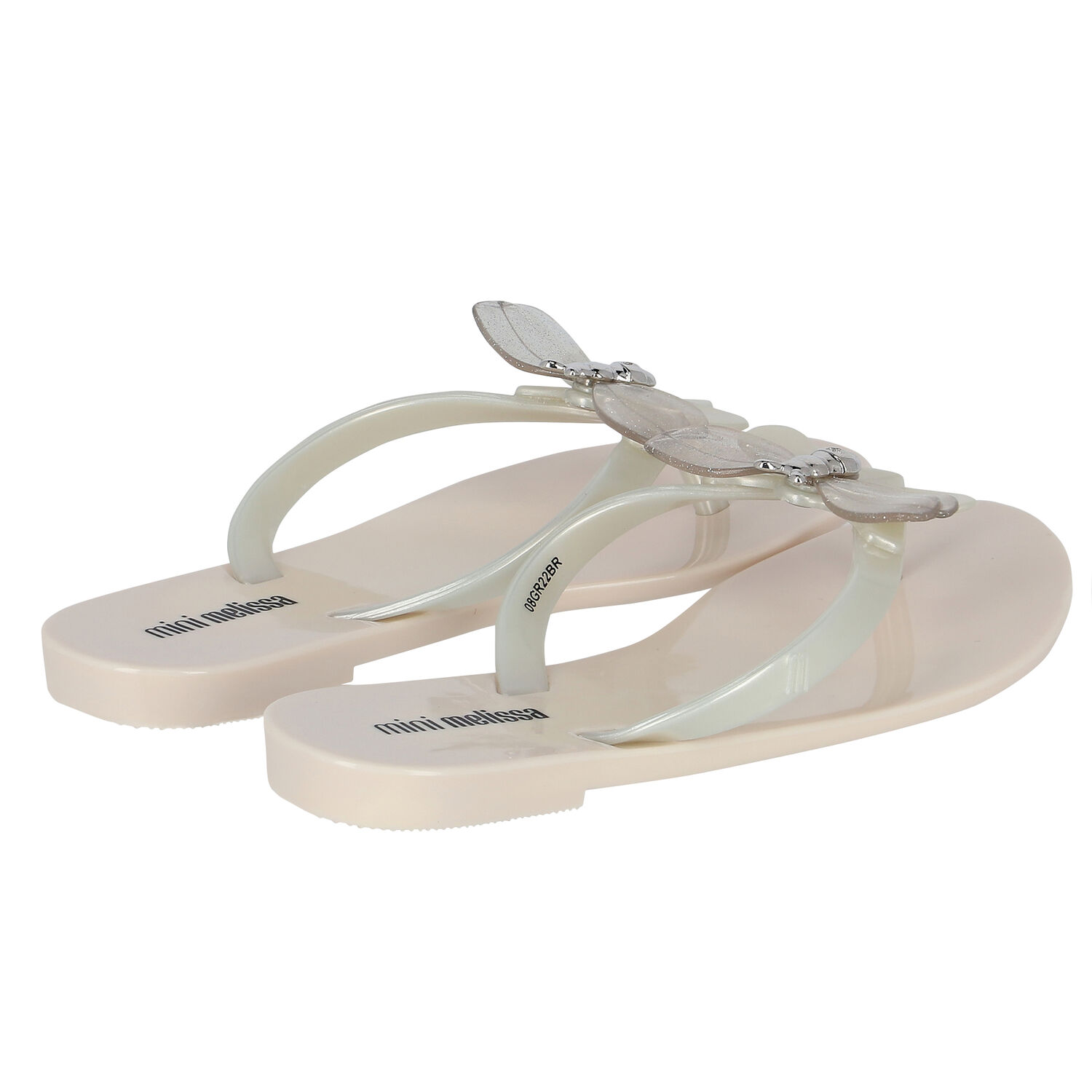Girls Ivory & Beige Bugs Flip Flops, 1, hi-res image number null