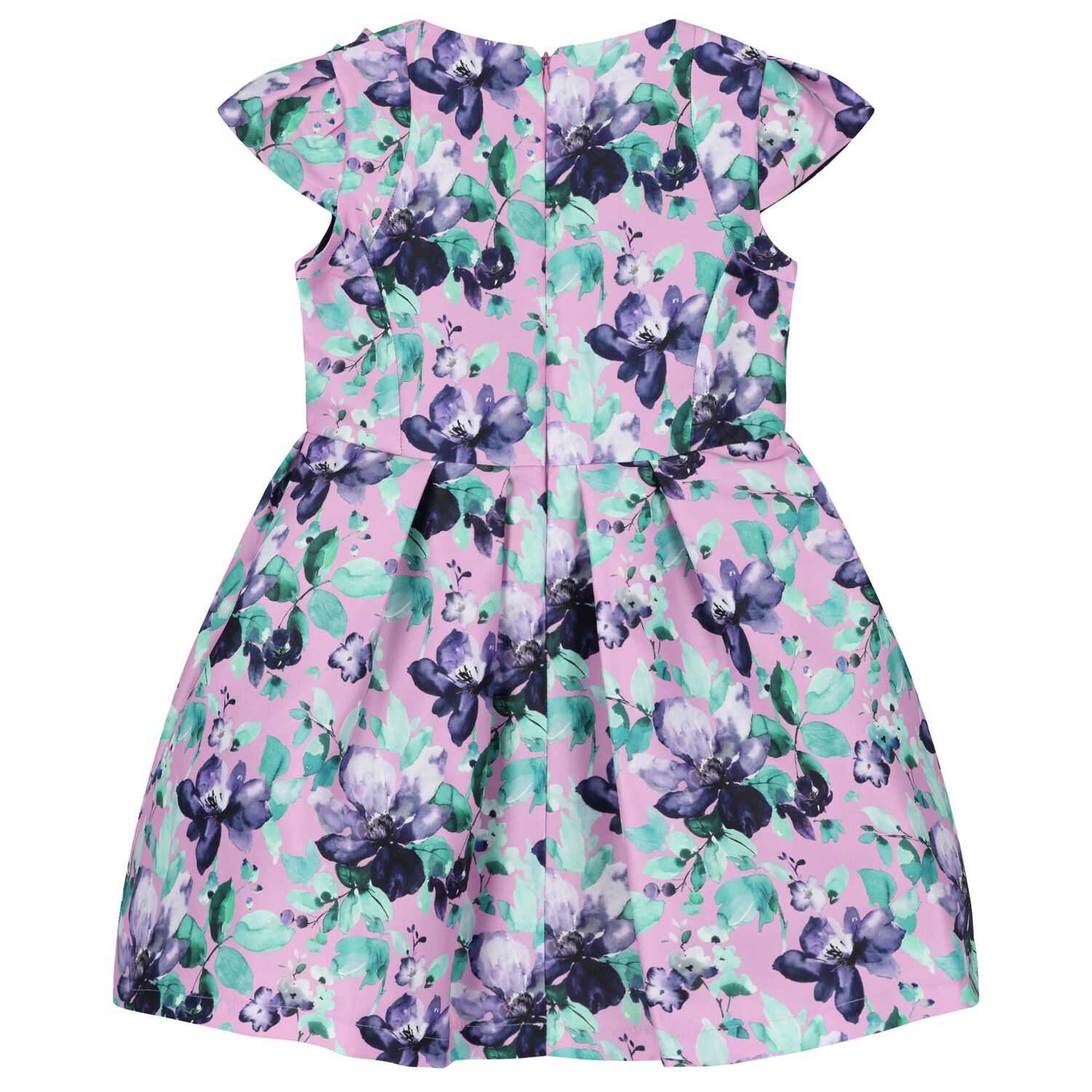 Girls Lilac Floral Satin Dress, 1, hi-res image number null