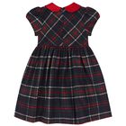 Girls Navy Blue Tartan Dress, 1, hi-res