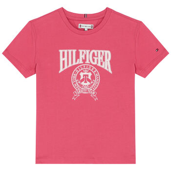 Girls Pink Varsity Logo T-Shirt