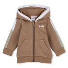 Younger Boys Beige Hooded Zip Up Top, 1, hi-res
