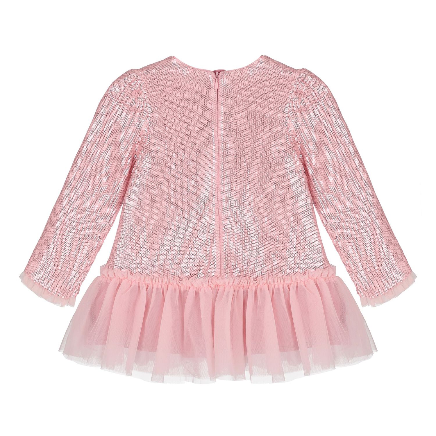 Younger Girls Pink Embellished Sequin Dress, 1, hi-res