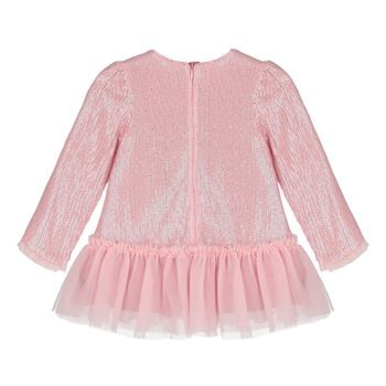 Younger Girls Pink Embellished Sequin Dress