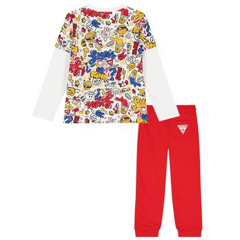 Boys White & Red Logo Tracksuit