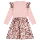 Girls Pink Logo Ruffled Dress, 1, hi-res
