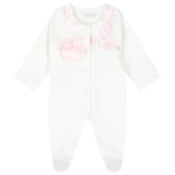 Baby Girls Ivory Flower Babygrow