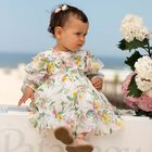 Younger Girls White Floral Chiffon Dress, 2, hi-res
