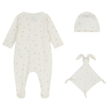 Baby Girls Ivory Floral Babygrow Gift Set