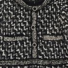 Girls Black & Ivory Tweed Dress, 1, hi-res