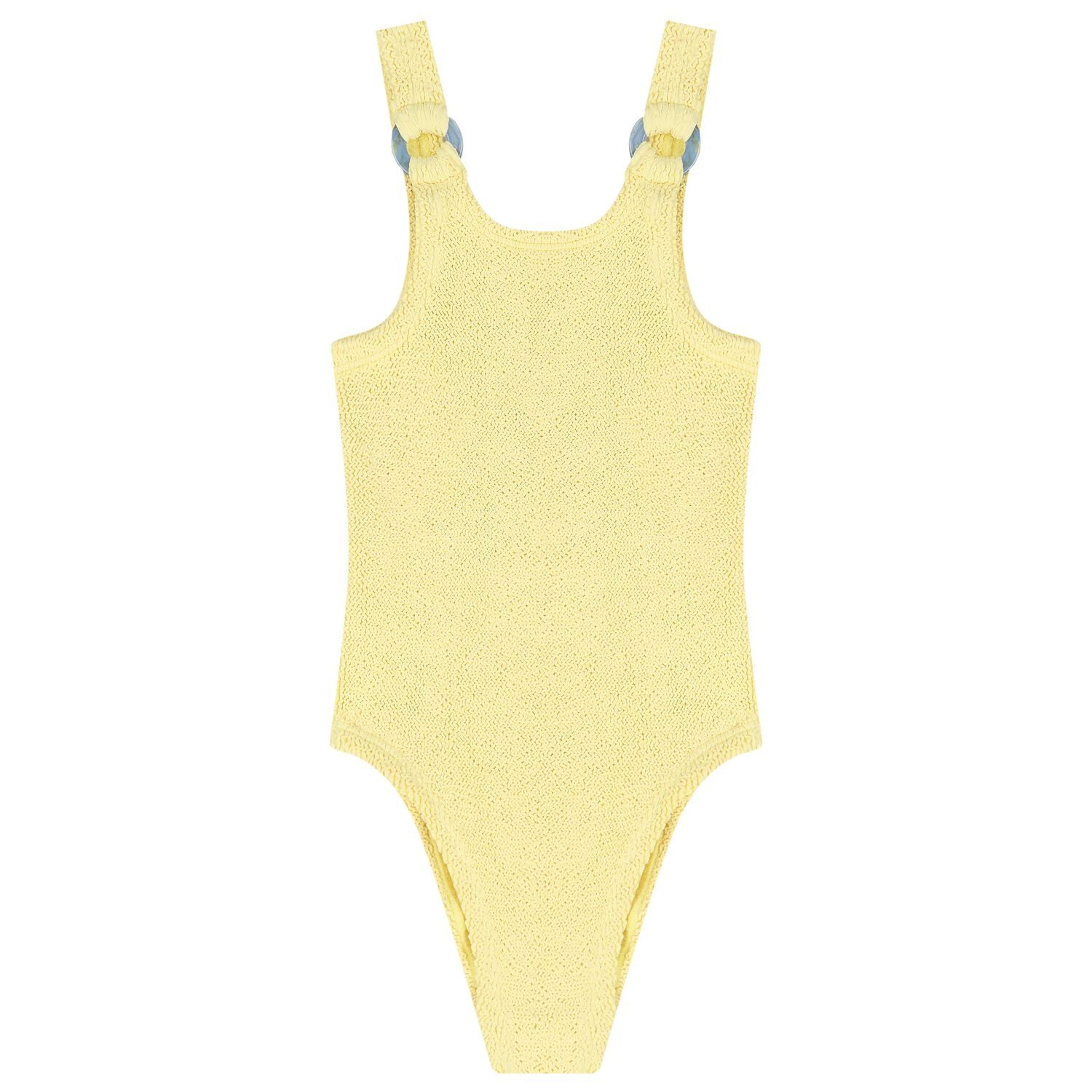 Girls Yellow Crinkle Swimsuit, 1, hi-res
