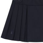 Girls Navy Blue Logo Pleated Skirt, 1, hi-res