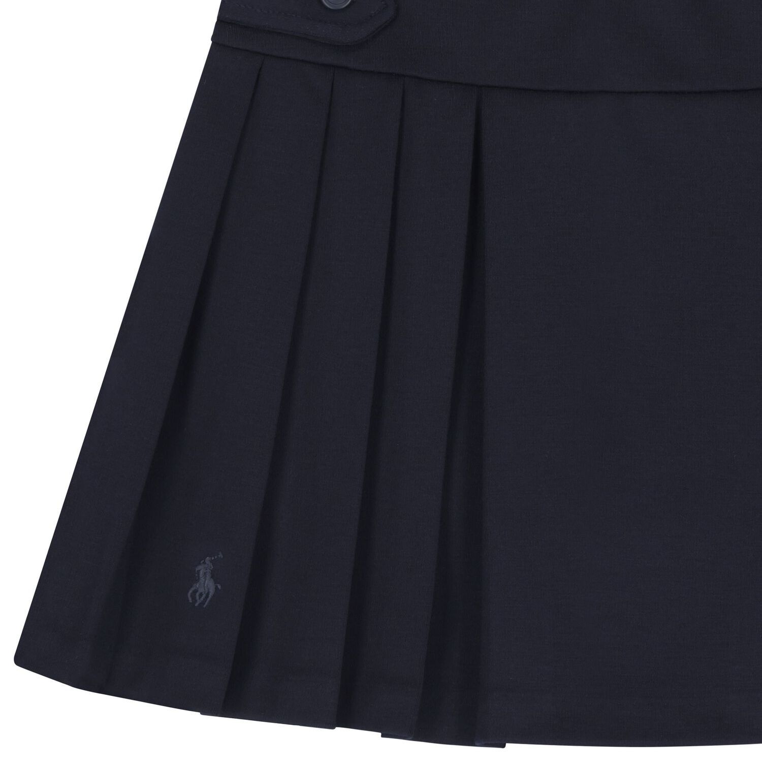 Girls Navy Blue Logo Pleated Skirt, 1, hi-res
