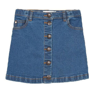 Girls Button Front Denim Skirt
