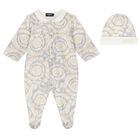 Baby Girls Grey Barocco Babygrow Gift Set, 3, hi-res
