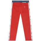 بنطلون بنات دينم بالشعار  باللون الأزرق والبرتقالي, 1, hi-res