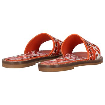 Girls White & Orange Canvas Majolica Sliders