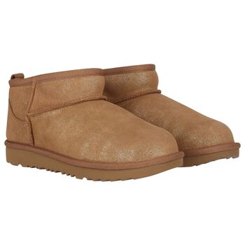 Girls Chestnut Brown Classic Ultra Mini Suede Boots 
