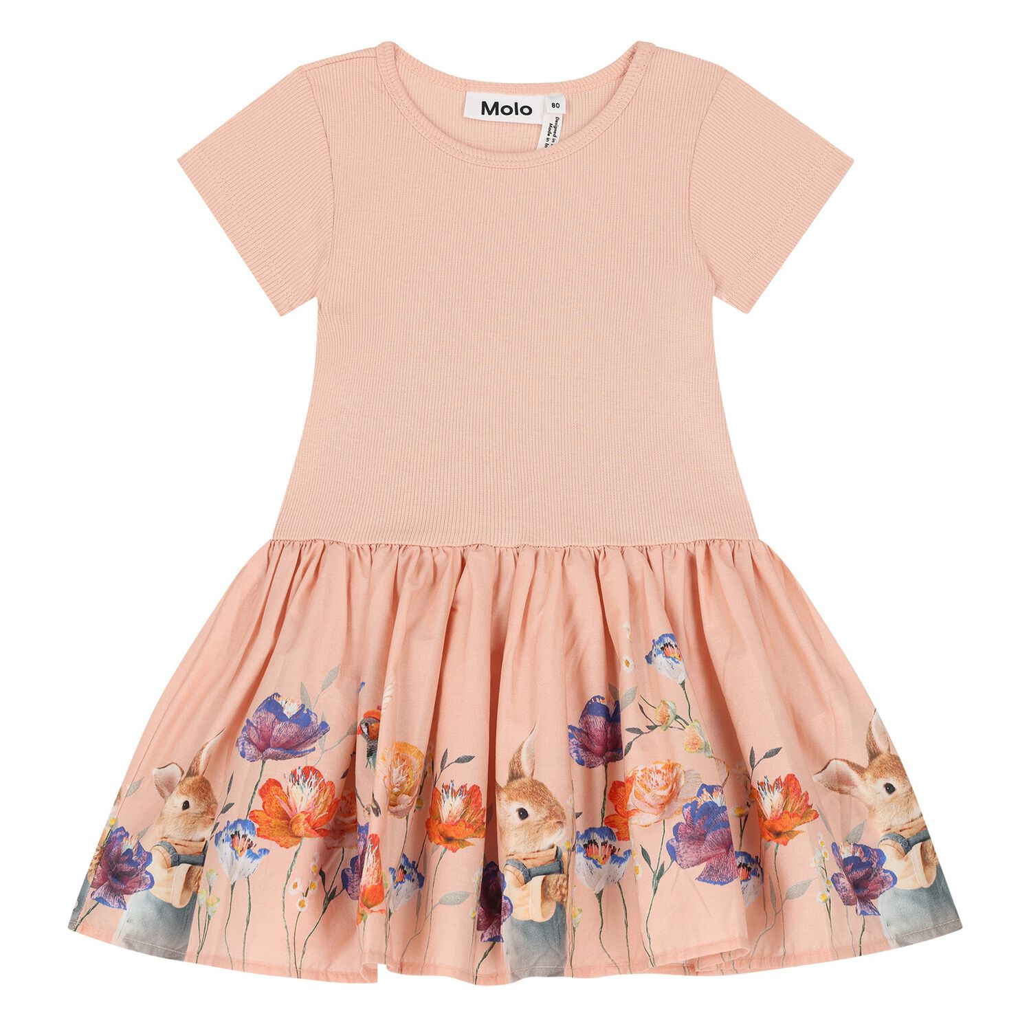 Younger Girls Pink Floral Print Dress, 1, hi-res