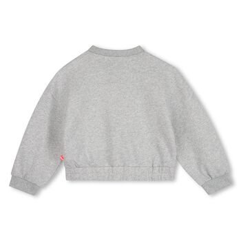 Girls Grey Embroidered Heart Swearshirt