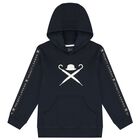Boys Navy Blue Logo Hooded Top, 1, hi-res
