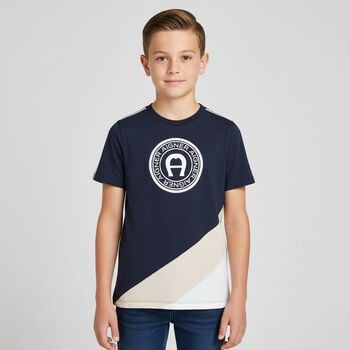 Boys Navy Blue Logo T-Shirt