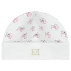 Baby Girls White Bow Logo Hat, 1, hi-res