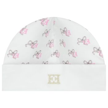 Baby Girls White Bow Logo Hat