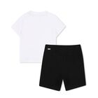  Younger Boys White & Black Logo Shorts Set, 1, hi-res