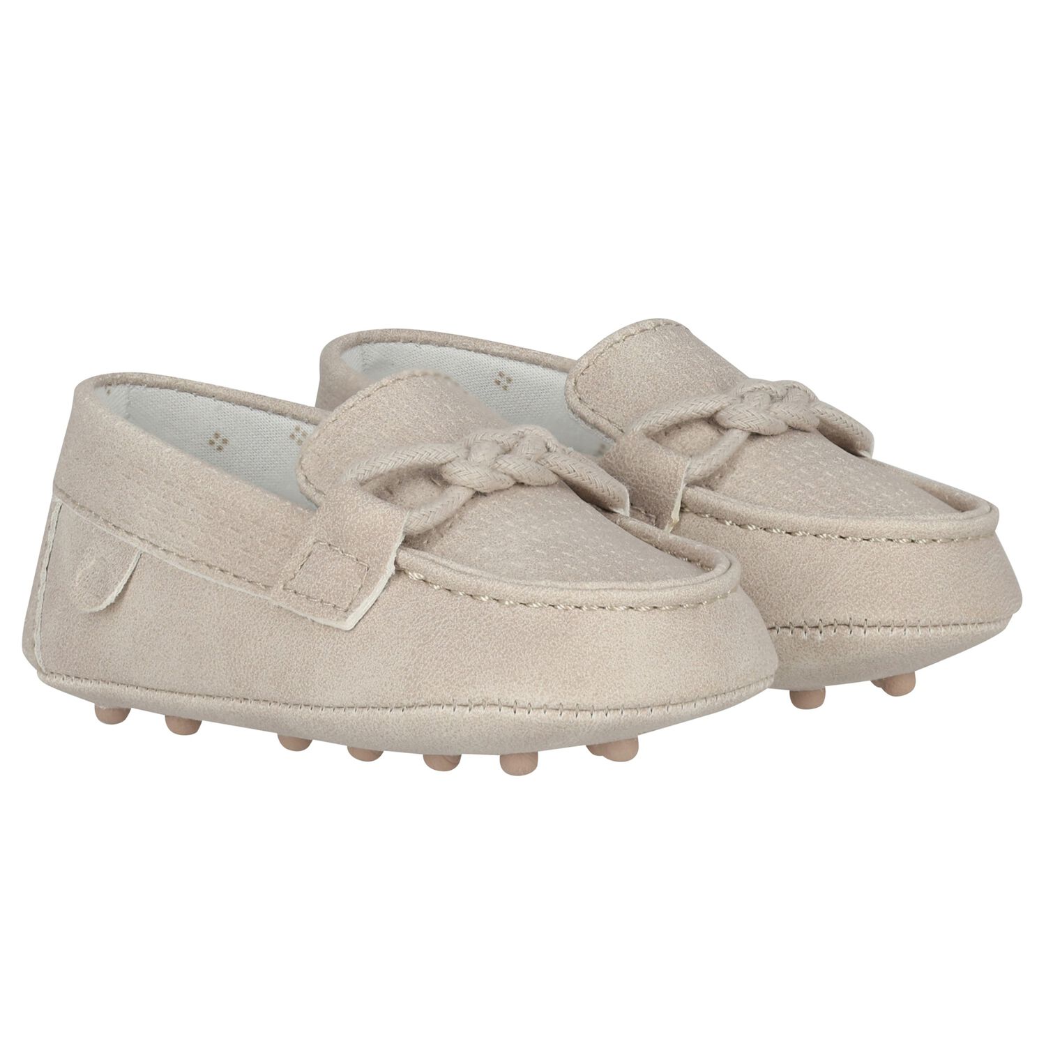 Baby Boys Beige Leather Pre Walker Moccasins, 2, hi-res