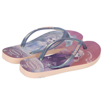 Girls Pink Frozen Flip Flops