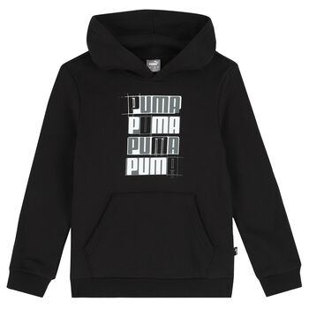 Boys Black Logo Hooded Top