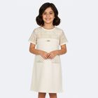 Girls Ivory Logo Dress, 1, hi-res