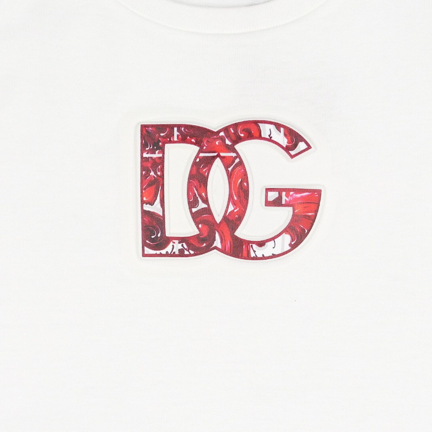 White & Red Majolica Embossed Logo T-Shirt, 1, hi-res