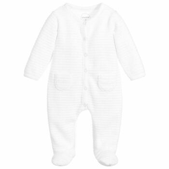 White Ribbed Babygrow