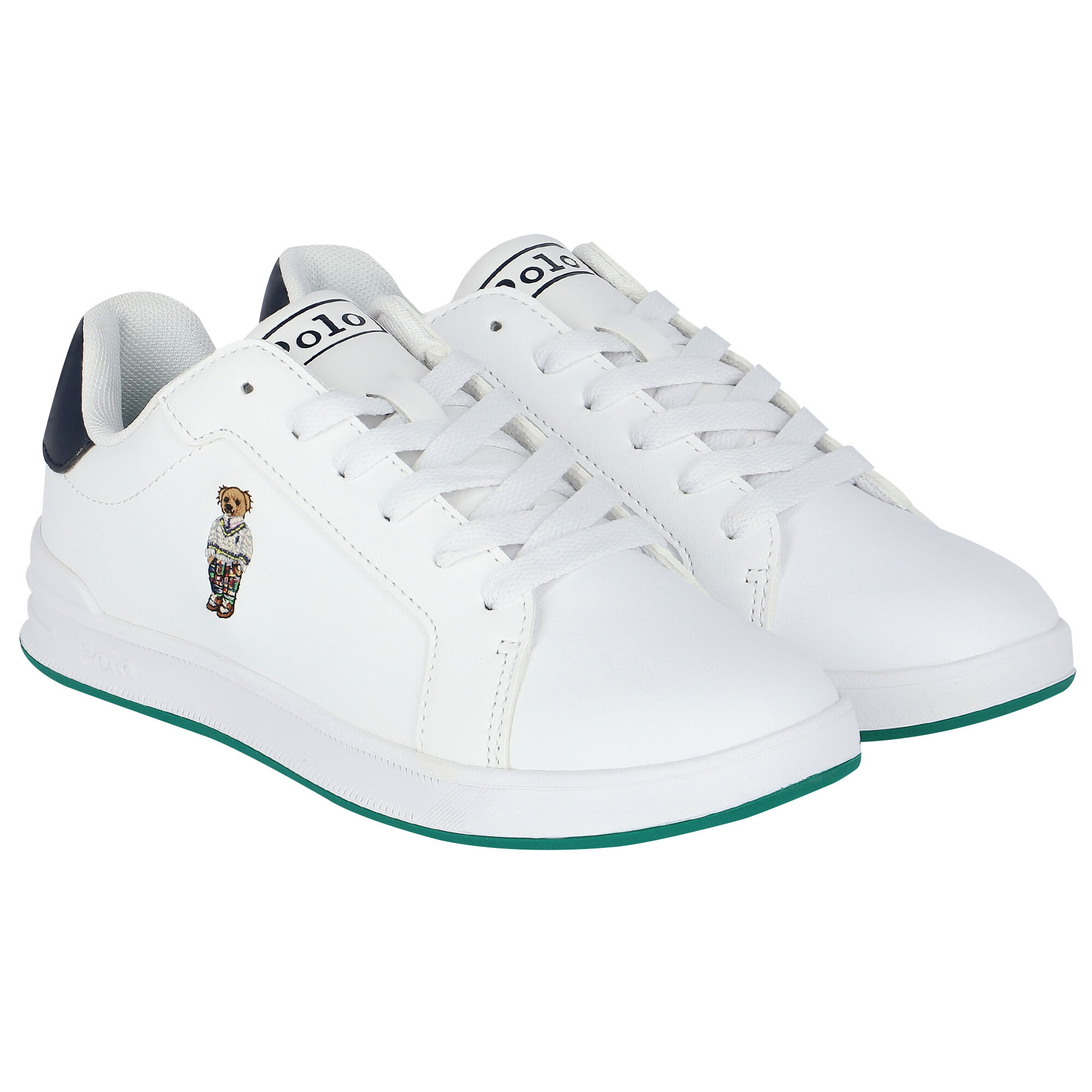Ralph Lauren Boys White Logo Trainers Junior Couture