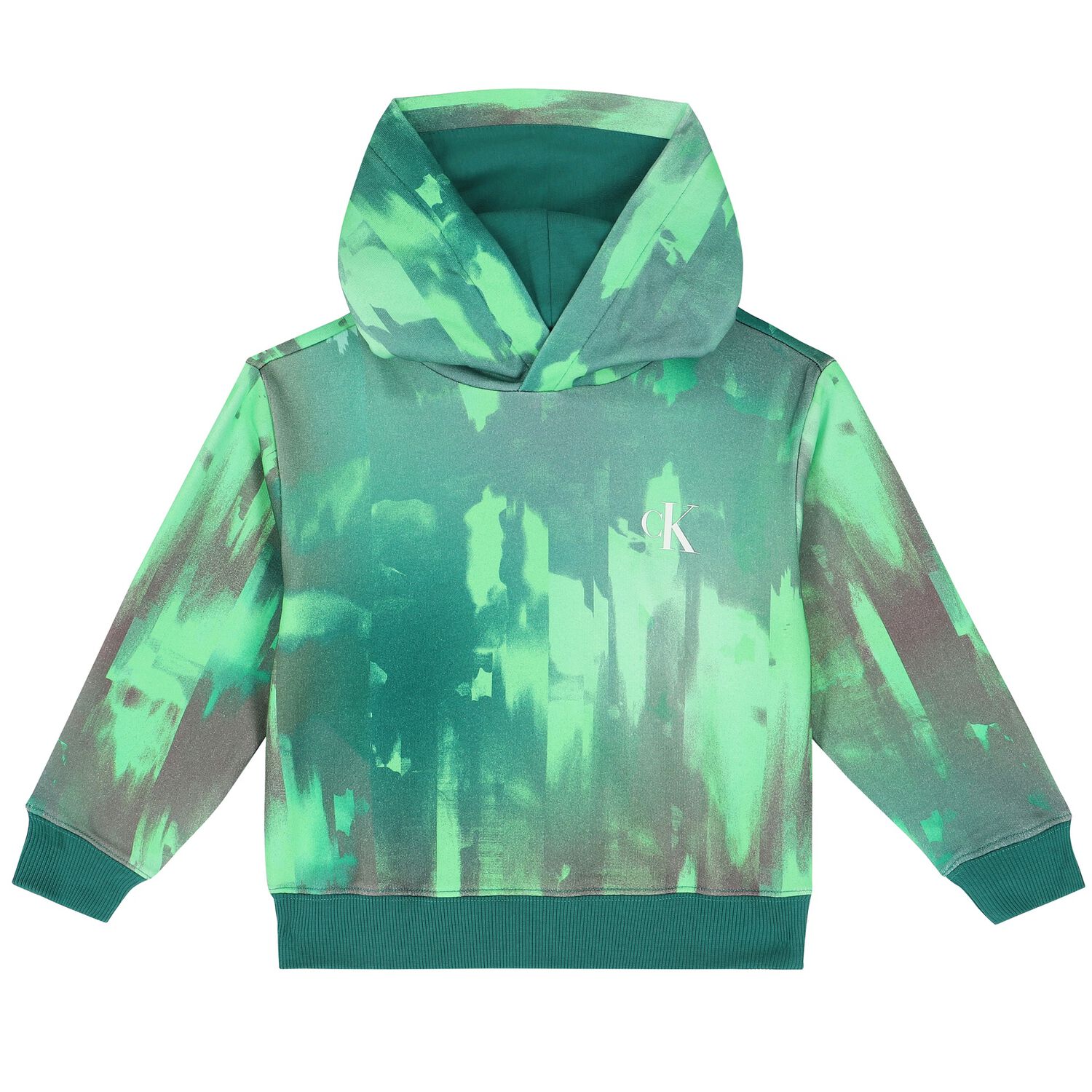 Boys Green Logo Hooded Top, 1, hi-res