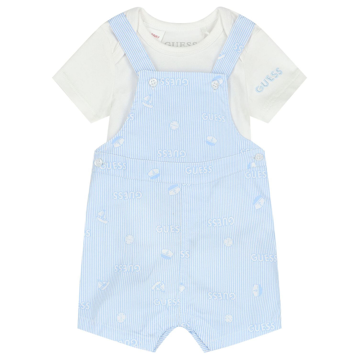 Baby Boys White & Blue Romper Gift Set, 1, hi-res