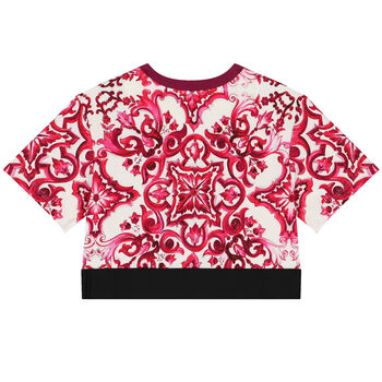 Girls Ivory & Pink Majolica T-Shirt