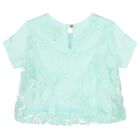 Girls Green Sequin Tulle Top, 1, hi-res