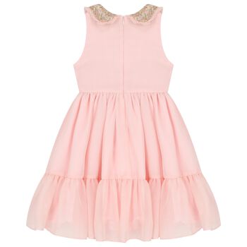 Girls Pink Chiffon Bow Dress