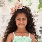 ربطة رأس للبنات بفيونكة باللون الخوخي, 2, hi-res