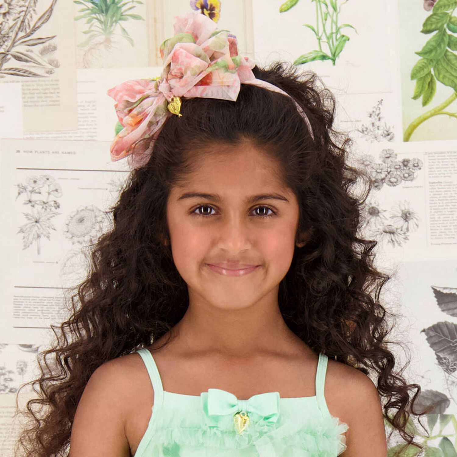 ربطة رأس للبنات بفيونكة باللون الخوخي, 2, hi-res