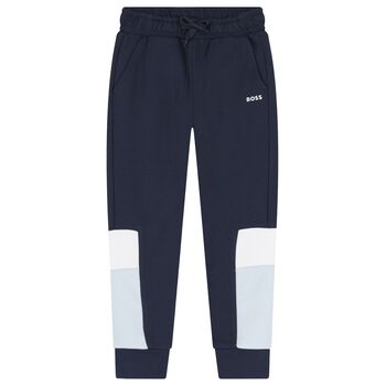 Boys Navy Blue Logo Joggers