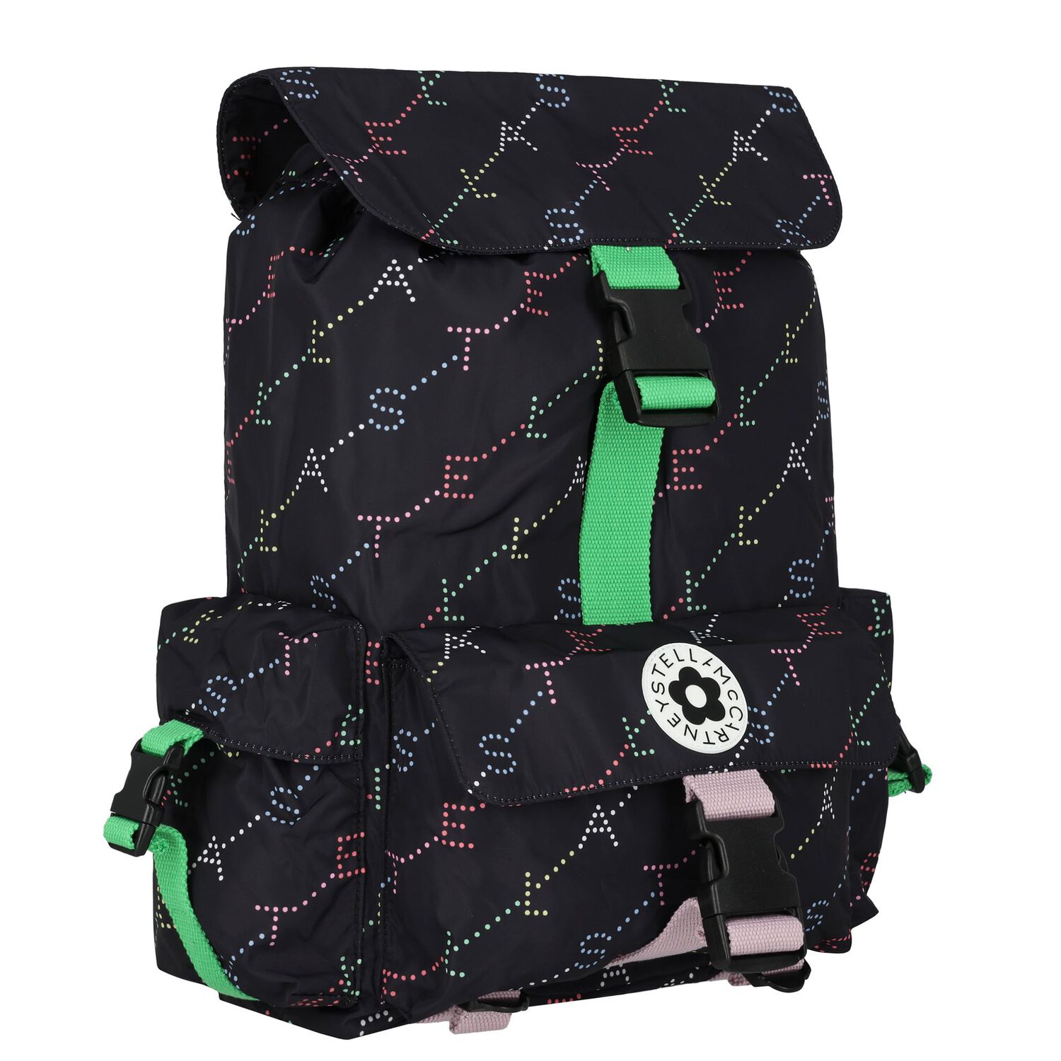 Girls Black Logo Backpack, 1, hi-res